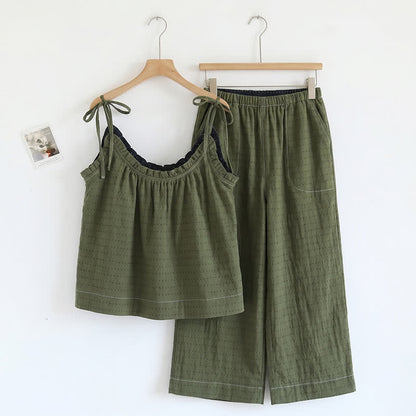 Ownkoti Textured Solid Color Cami & Pants Lounge Set - Green - XL - image 16