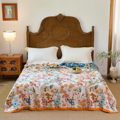 Ownkoti Cottage Bloom Cotton Gauze Reversible Blanket Quilt - image 0