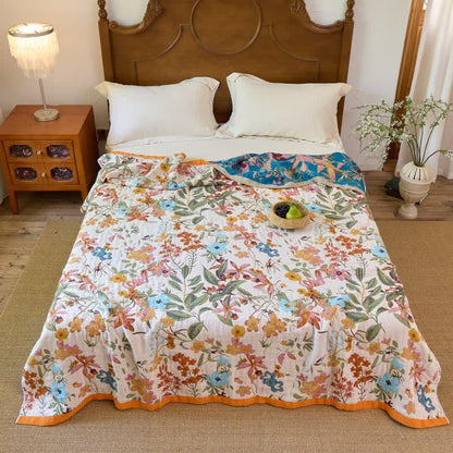 Ownkoti Cottage Bloom Cotton Gauze Reversible Blanket Quilt - image 1