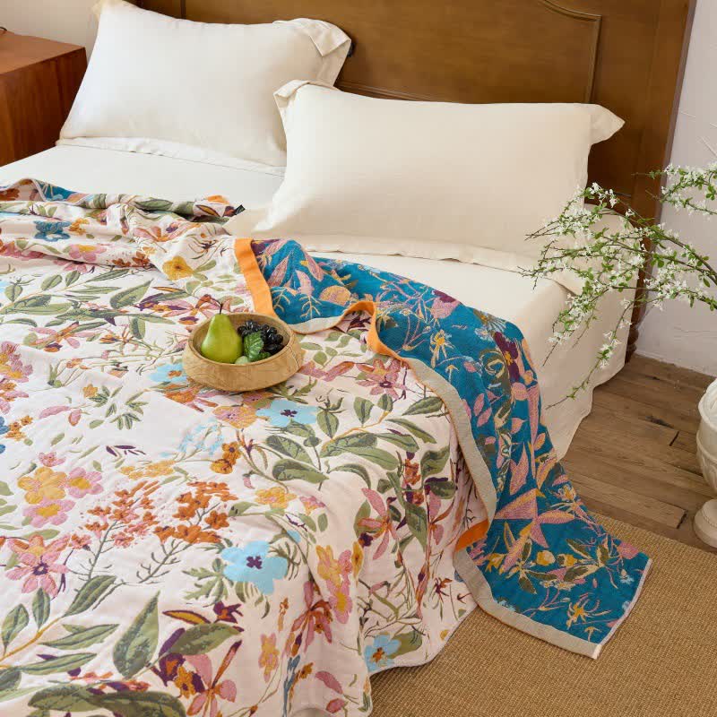 Ownkoti Cottage Bloom Cotton Gauze Reversible Blanket Quilt - image 3