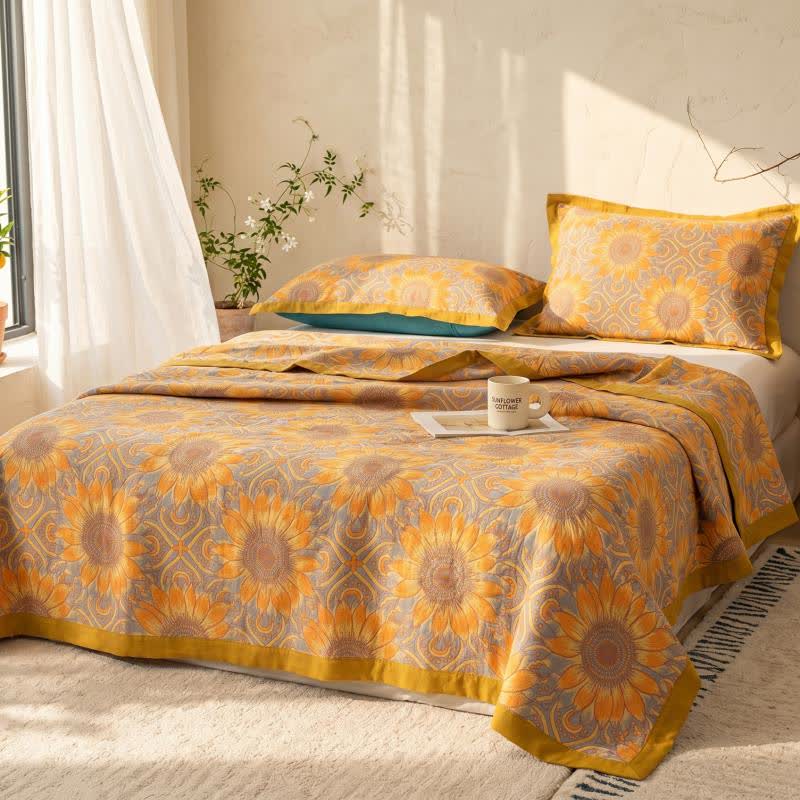 Ownkoti Boho Sunflower 3-Layer Muslin Cotton Quilt - image 4