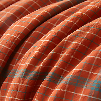 Ownkoti Yarn Dyed Orange Plaid Cotton Summer Quilt - image 4