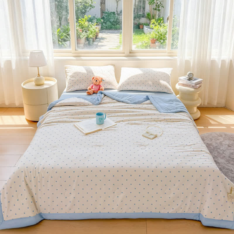 Ownkoti Blue Dot Seersucker Lightweight Summer Quilt - image 2