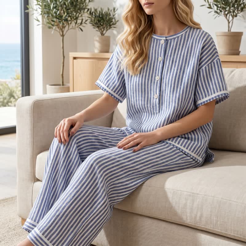 Ownkoti Coastal Stripe Relaxed Two Piece Loungewear Set - image 2