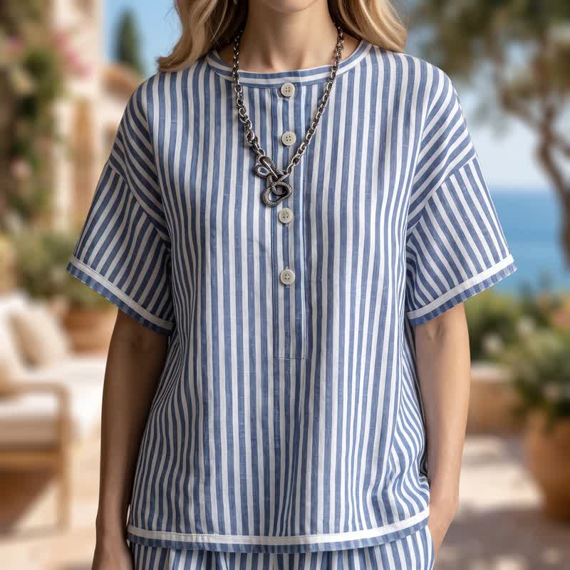 Ownkoti Coastal Stripe Relaxed Two Piece Loungewear Set - image 3