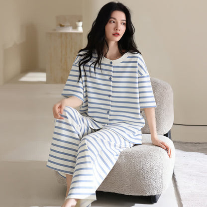 Ownkoti Blue Stripe Cotton 3-Piece Loungewear Set - image 2