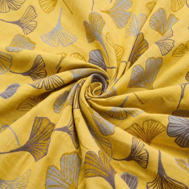 Ownkoti Mustard Ginkgo Quilted Cotton Throw Blanket - image 7