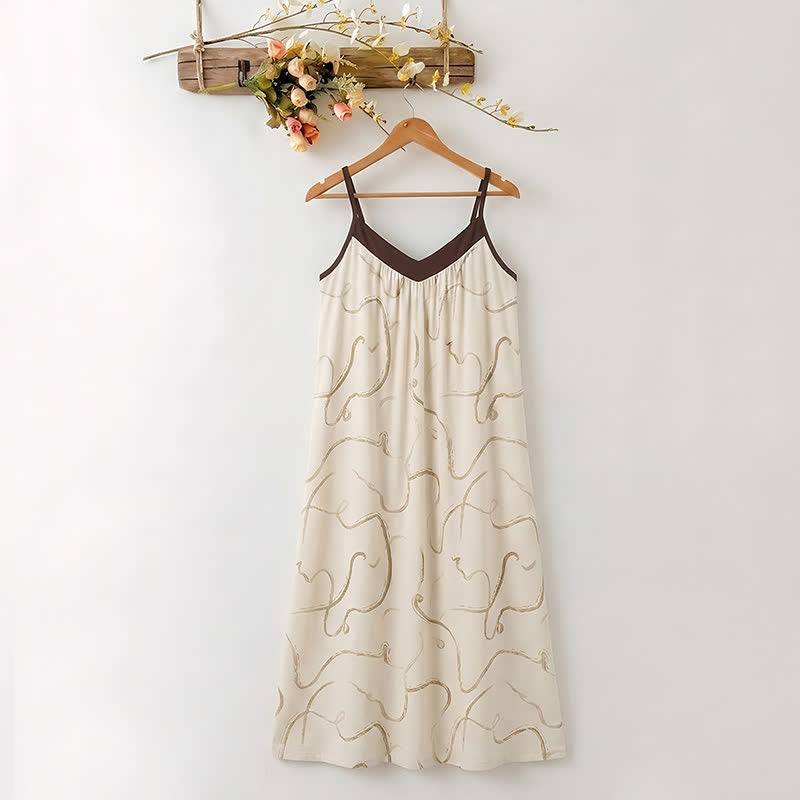 Ownkoti Contrast Trim Modal Cotton Slip Lounge Dress - White - XXL - image 0