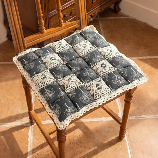 Ownkoti Vintage Country Floral Lace Chair Cushion - DimGray - 15.7" x 15.7" - image 0