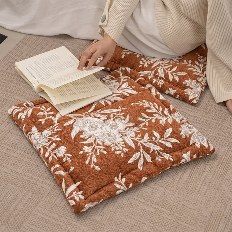 Ownkoti Vintage Floral Chenille Tie-On Chair Cushion - image 3