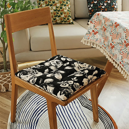 Ownkoti Black & White Vintage Floral Chenille Chair Cushion - image 2