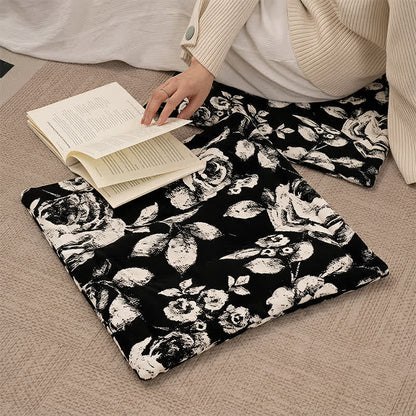 Ownkoti Black & White Vintage Floral Chenille Chair Cushion - image 3