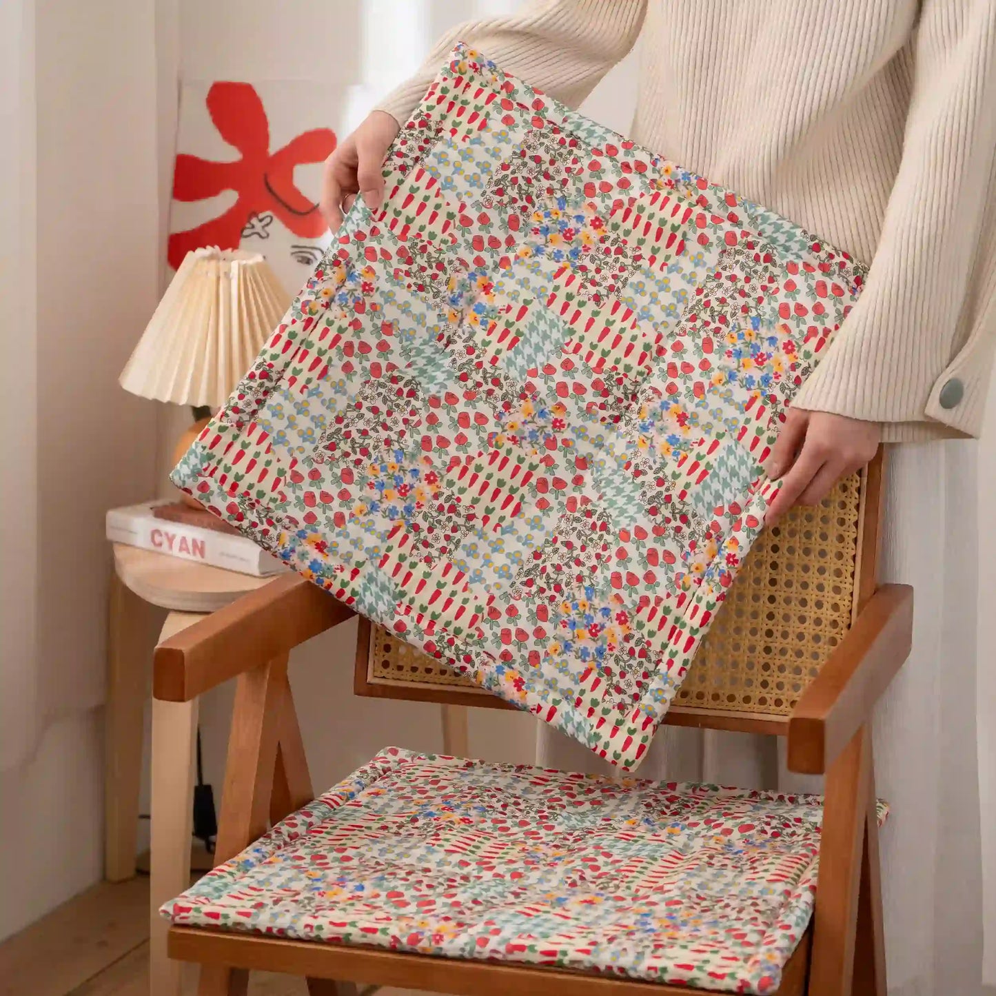 Ownkoti Cottage Floral Patchwork Chair Cushion - image 1