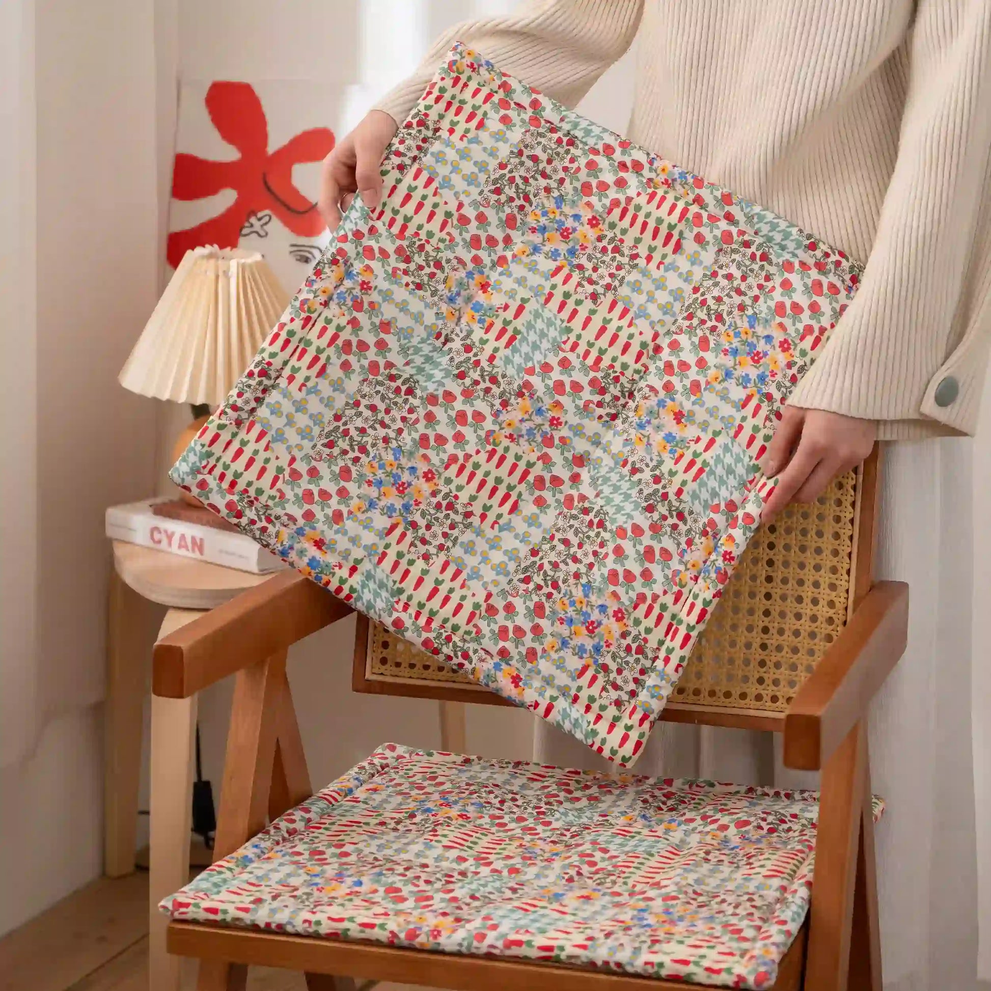 Ownkoti Cottage Floral Patchwork Chair Cushion - image 1