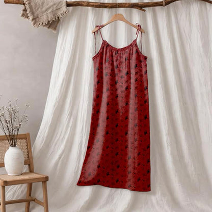 Ownkoti Ginkgo Floral Tie Strap Lounge Dress - Red & Black - XL - image 40
