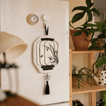 Ownkoti Vintage Bamboo Lantern Hanging Hand Towel - White - 9'' × 6'' - 2 PCS - image 0