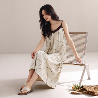 Ownkoti Contrast Trim Modal Cotton Slip Lounge Dress - image 4