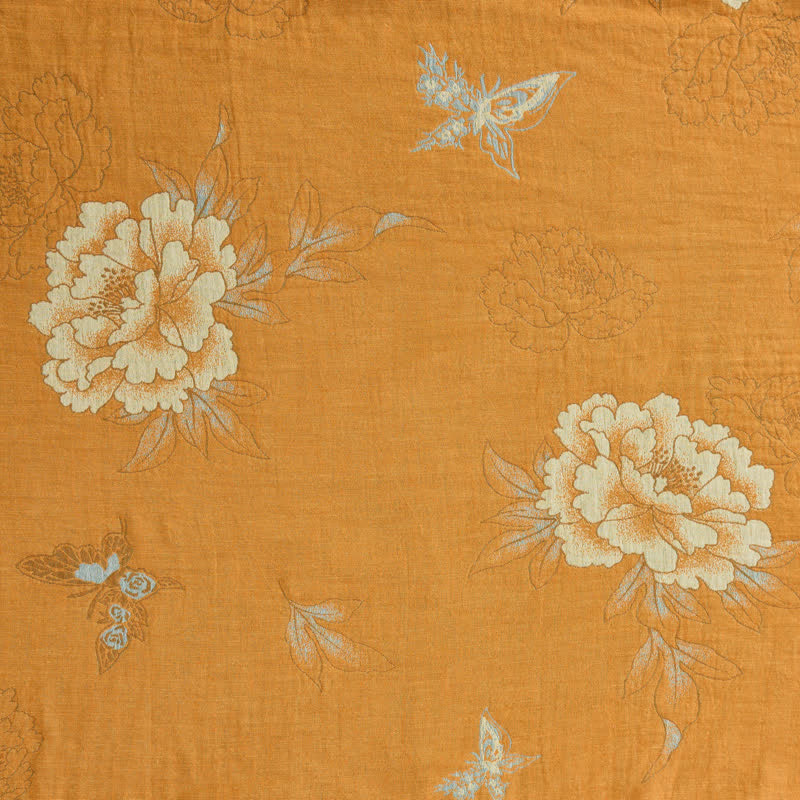 Ownkoti Yellow Peony Cotton Gauze Kimono Robe - image 9