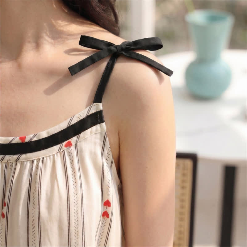 Ownkoti Striped Cotton Tie Strap Midi Lounge Dress - image 3