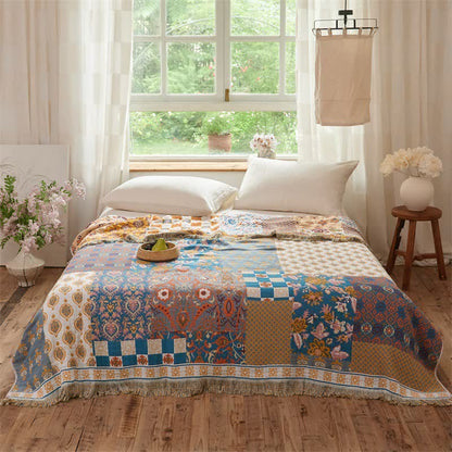 Ownkoti Reversible Boho Patchwork Muslin Blanket Quilt - image 1