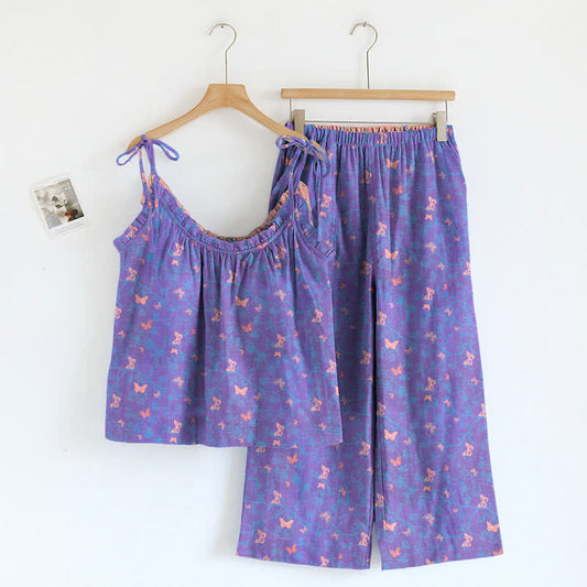 Ownkoti Butterfly Print Cami & Lounge Pants Set - Purple & Pink - XL - image 0