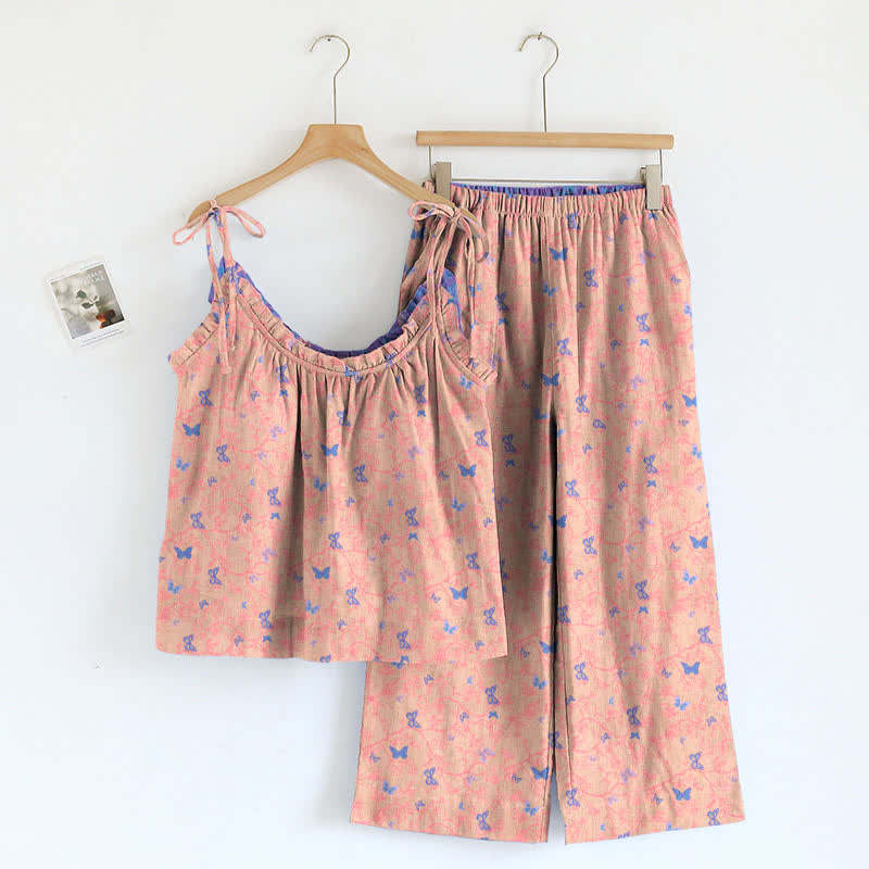 Ownkoti Butterfly Print Cami & Lounge Pants Set - Pink & Purple - XL - image 4