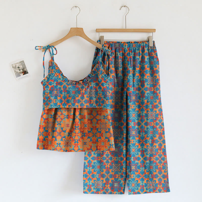 Ownkoti Boho Floral Tie Strap Pajama Set - image 1