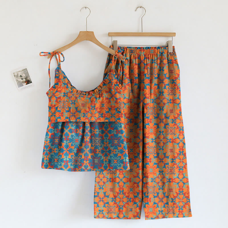 Ownkoti Boho Floral Tie Strap Pajama Set - image 1