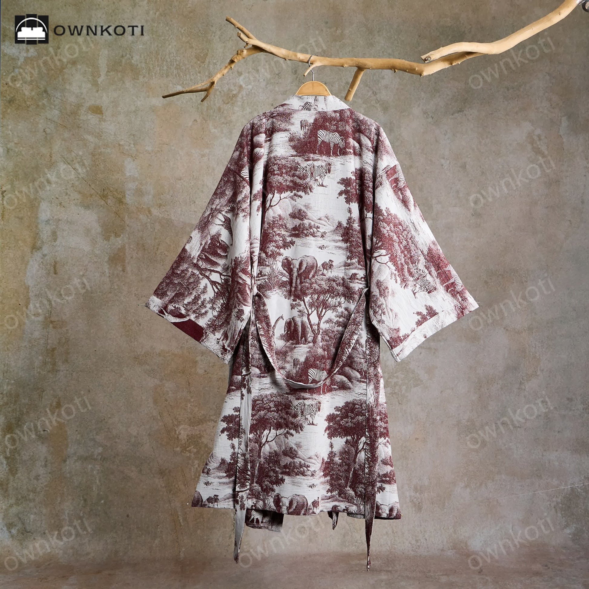 Ownkoti Toile Print Cotton Kimono Robe - image 11