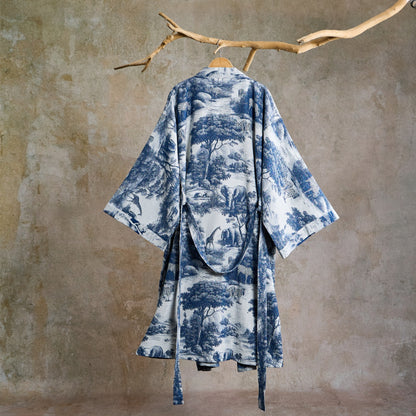 Ownkoti Toile Print Cotton Kimono Robe - image 1