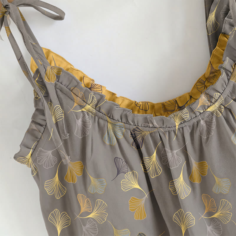 Ownkoti Golden Ginkgo Leaf Cami Pajama Set - image 10
