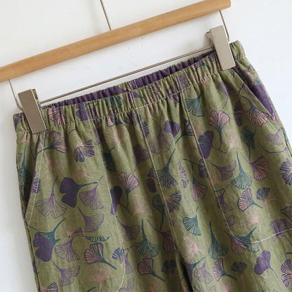 Ownkoti Ginkgo Leaf Print Tie-Shoulder Loungewear Set - image 11