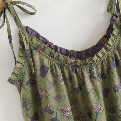 Ownkoti Ginkgo Leaf Print Tie-Shoulder Loungewear Set - image 13