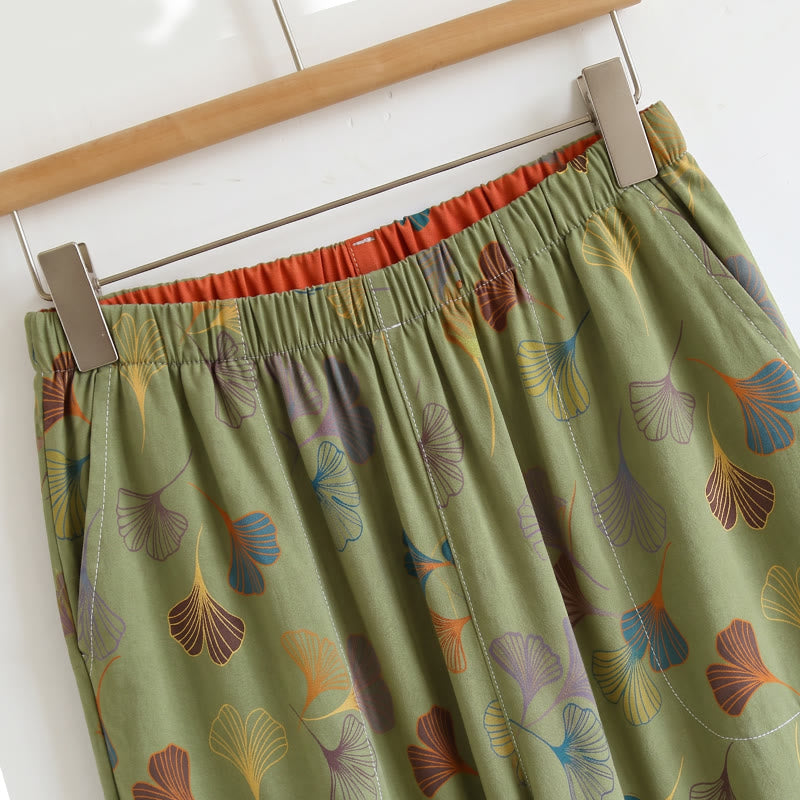 Ownkoti Ginkgo Leaf Print Tie-Shoulder Loungewear Set - image 17