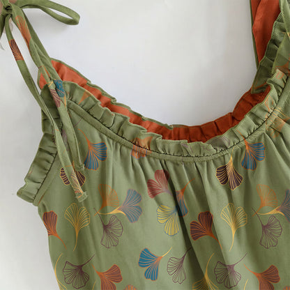 Ownkoti Ginkgo Leaf Print Tie-Shoulder Loungewear Set - image 13