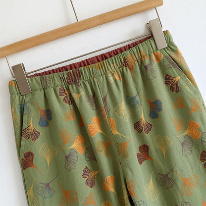 Ownkoti Ginkgo Leaf Print Tie-Shoulder Loungewear Set - image 20