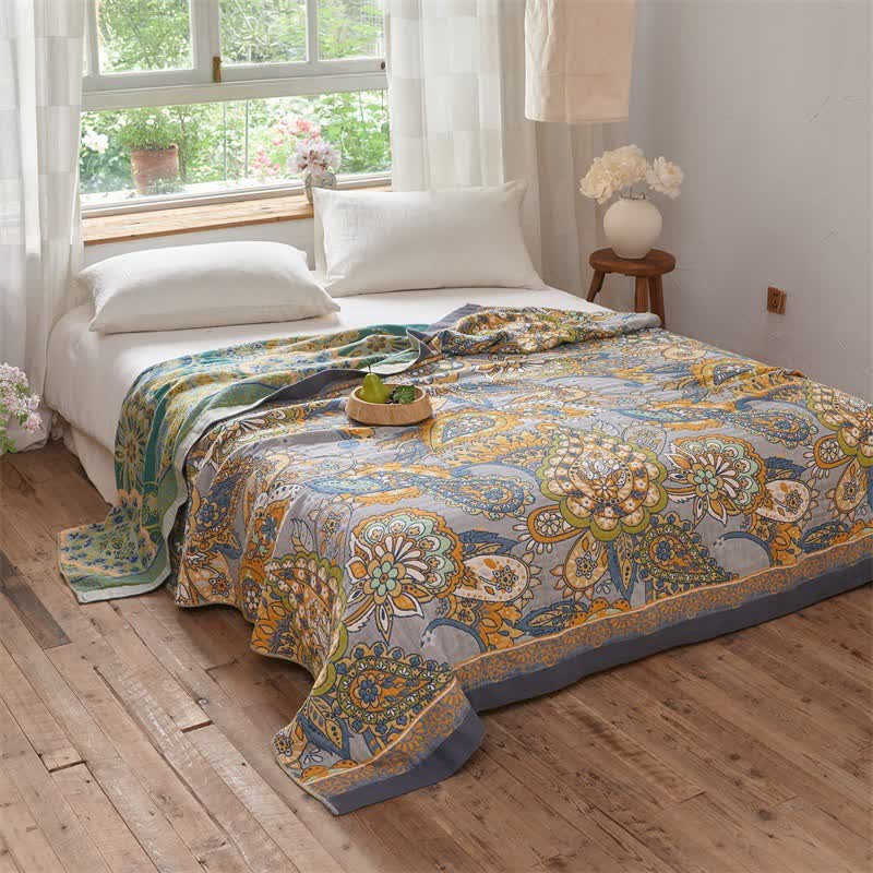 Ownkoti Double-Sided Artistic Paisley Muslin Blanket Quilt - image 1