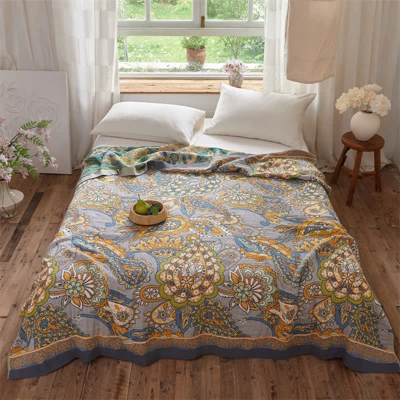 Ownkoti Double-Sided Artistic Paisley Muslin Blanket Quilt - King - image 0