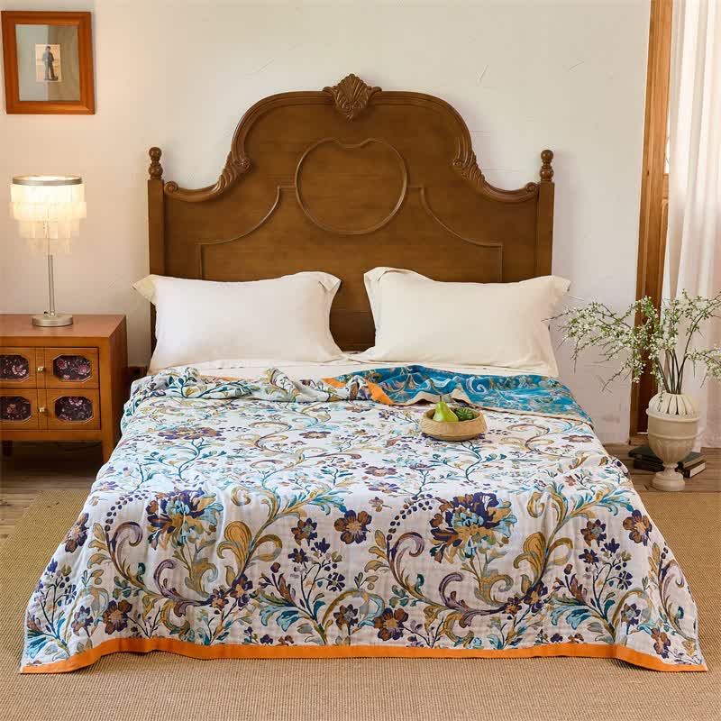 Ownkoti Reversible Floral Cotton Muslin Blanket Quilt - image 0