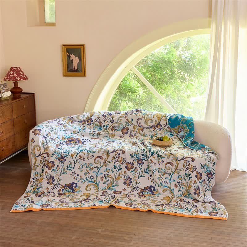 Ownkoti Reversible Floral Cotton Muslin Blanket Quilt - image 3