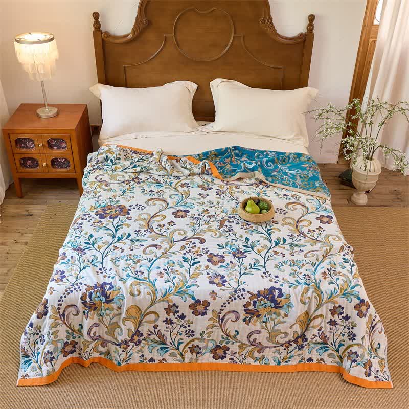 Ownkoti Reversible Floral Cotton Muslin Blanket Quilt - image 1