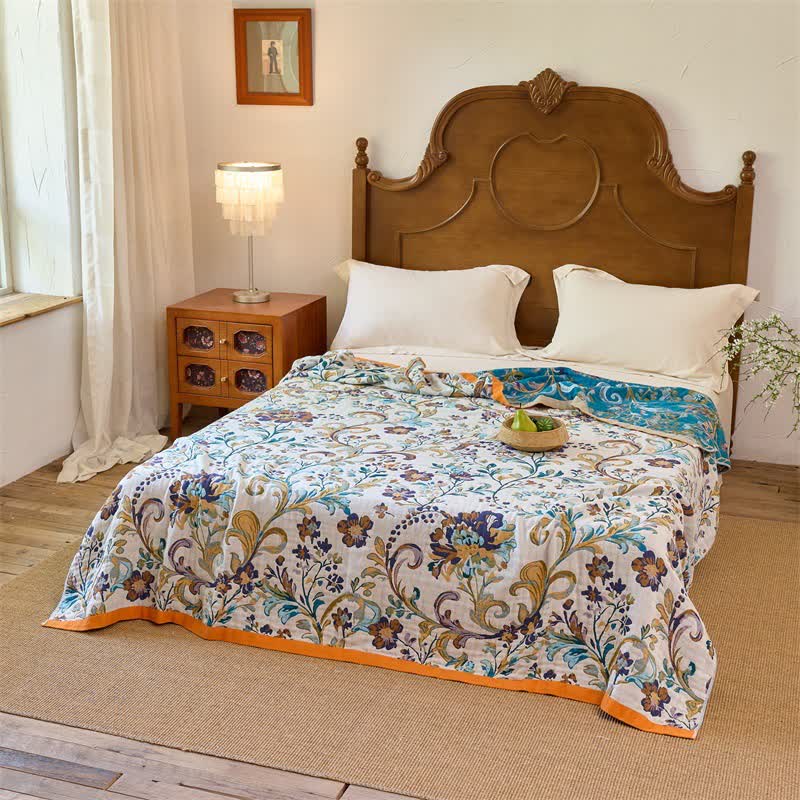 Ownkoti Reversible Floral Cotton Muslin Blanket Quilt - image 2