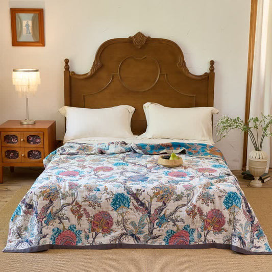Ownkoti Vintage Botanical Cotton Muslin Reverisible Quilt  - image 0