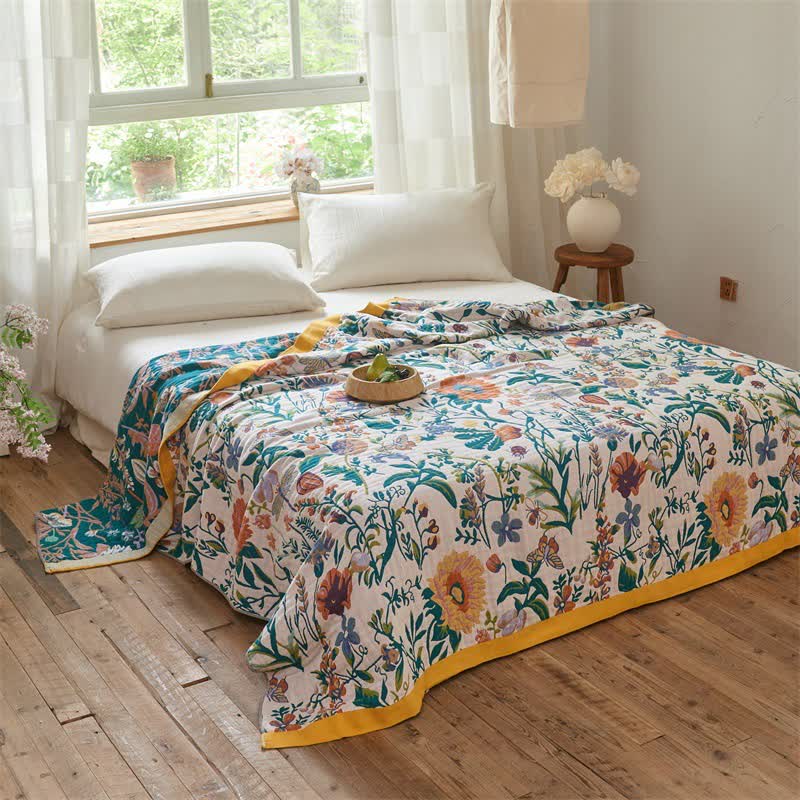 Ownkoti Meadow Bloom Cotton Muslin Reversible Quilt - image 2