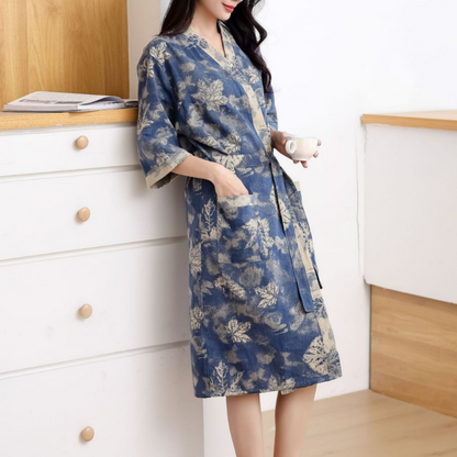 Ownkoti Maple Leaf Cotton Gauze Kimono Bathrobe - image 1