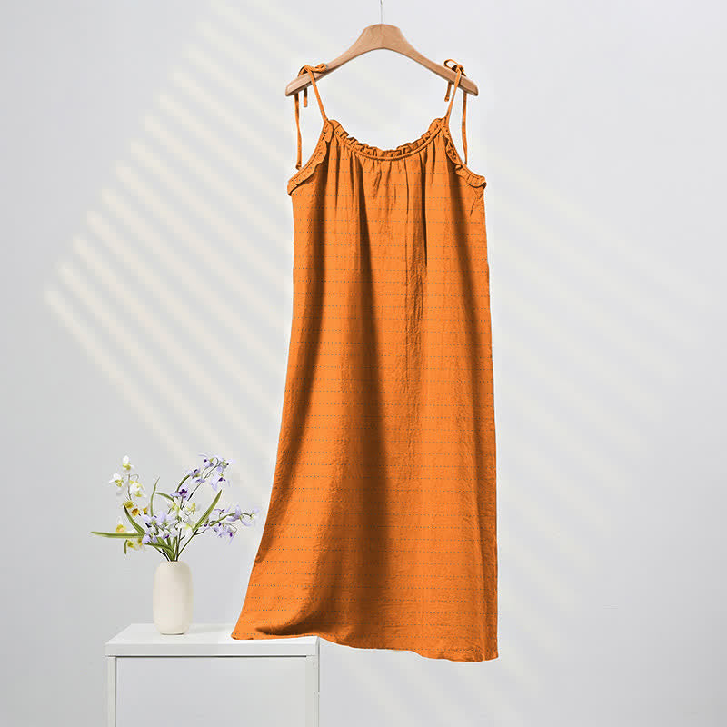 Ownkoti Sunwashed Solid Color Tie Strap Lounge Dress - Orange - XL - image 0
