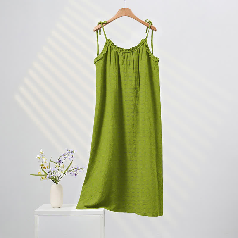Ownkoti Sunwashed Solid Color Tie Strap Lounge Dress - Bright Green - XL - image 20