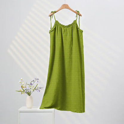 Ownkoti Sunwashed Solid Color Tie Strap Lounge Dress - Bright Green - XL - image 20