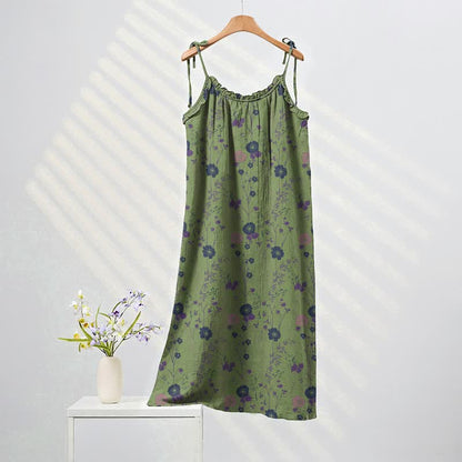 Ownkoti Wildflower Tie Strap Boho Lounge Maxi Dress - Green & Purple - XL - image 4