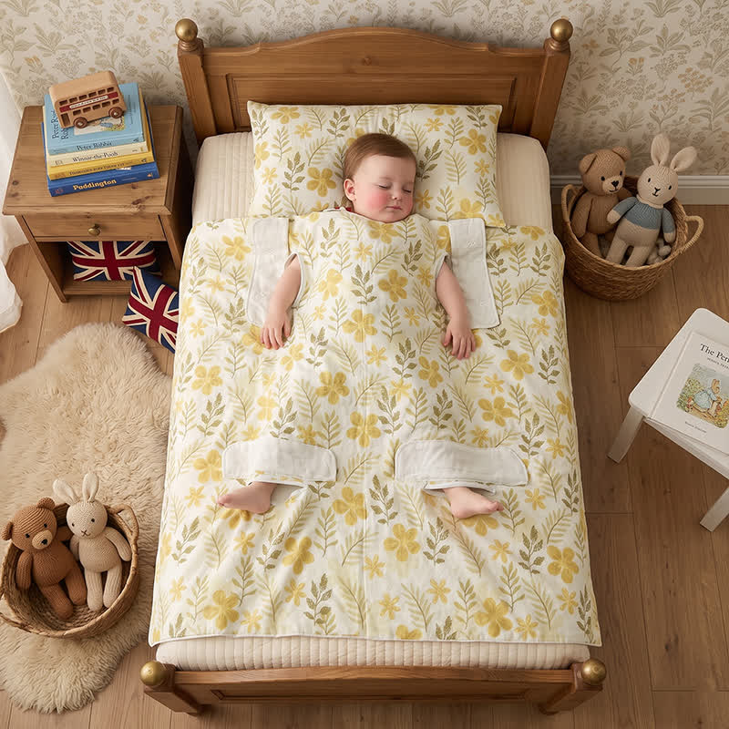 Ownkoti Yellow Floral Cotton Quilted Baby Blanket - Yellow - Twin(59" × 79") - image 0